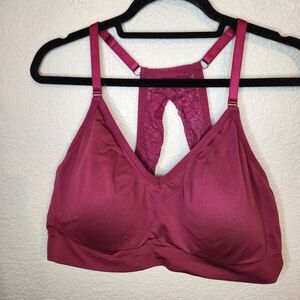 Torrid Curve Berry Pink Deep V Racerback Lightly Padded Seamless Bralette size 4